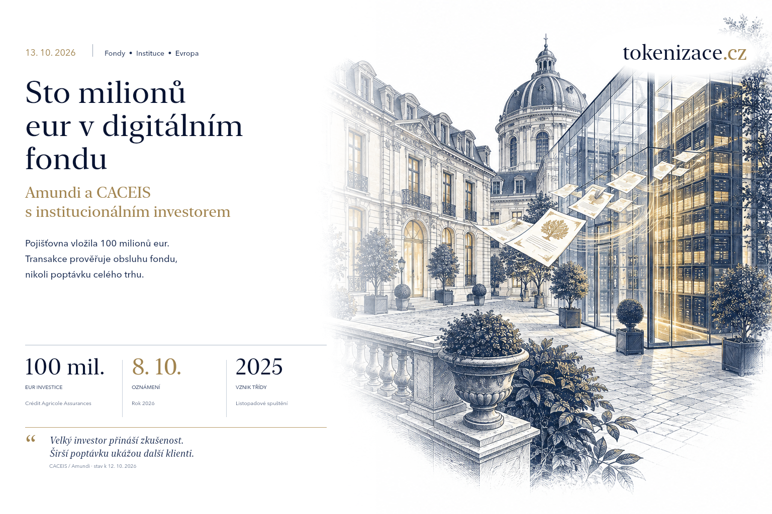 Pojišťovna vložila 100 milionů eur do tokenizovaného fondu Amundi. Co taková investice dokazuje